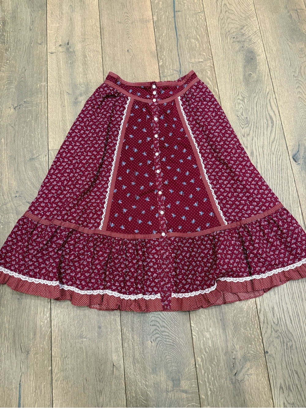Gunne Sax Tiered Calico Skirt